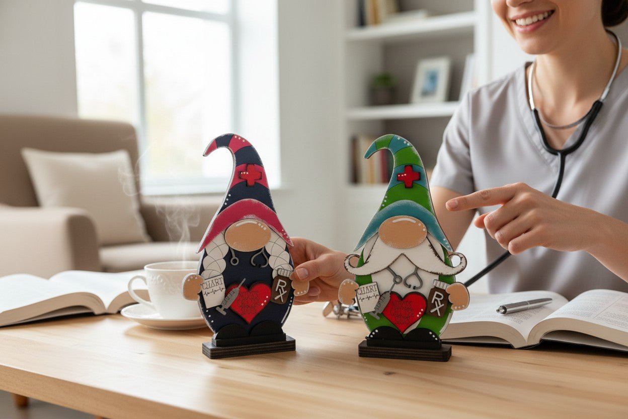 Nurse Boy and Girl Gnome Shelf Sitter Medical Professional Gift - Nifty Decor & More