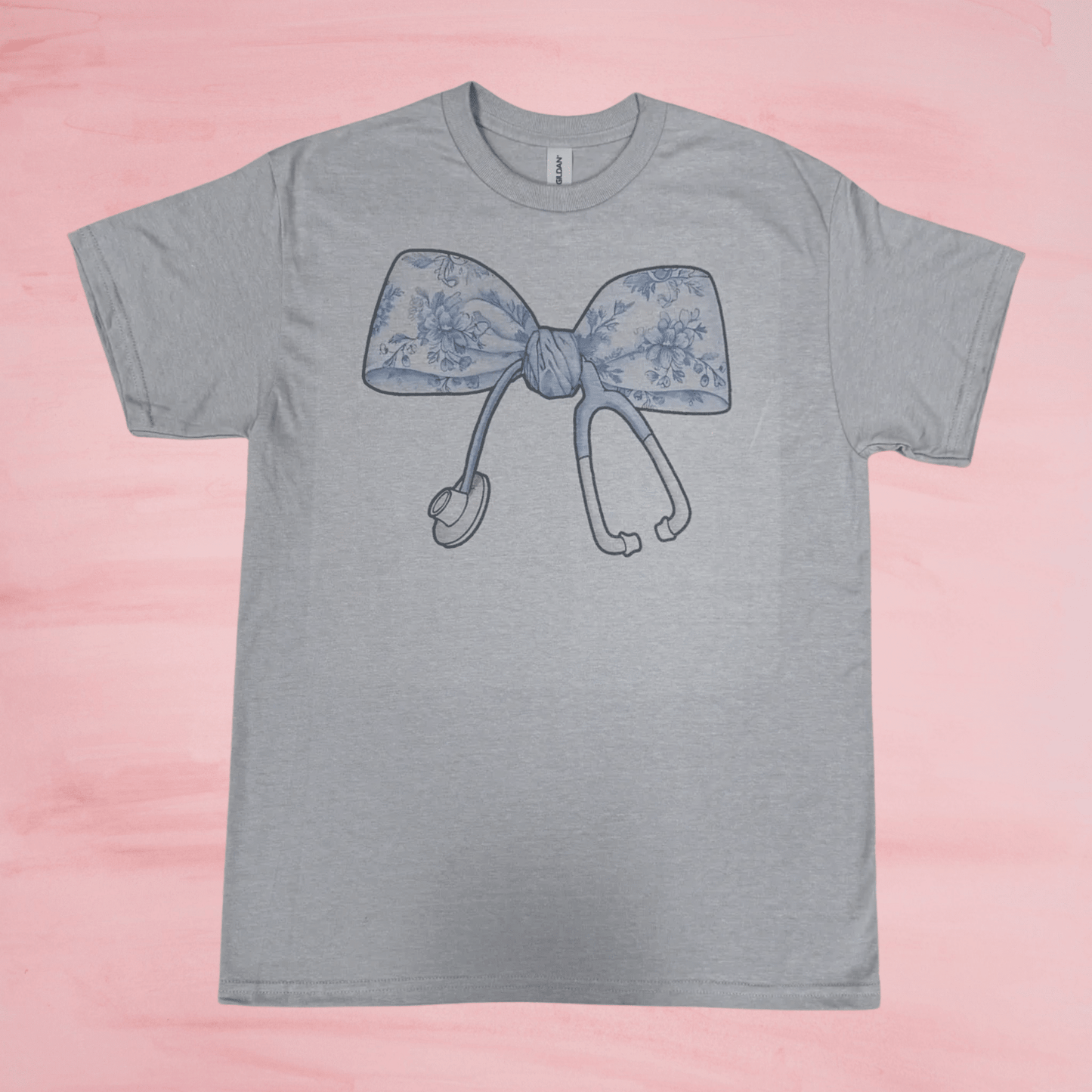 Nurse Coquette Bow T-shirt, Chic Chinoiserie Design, Casual Wear for Healthcare Heroes, Perfect Nurse Gift - Nifty Decor & More