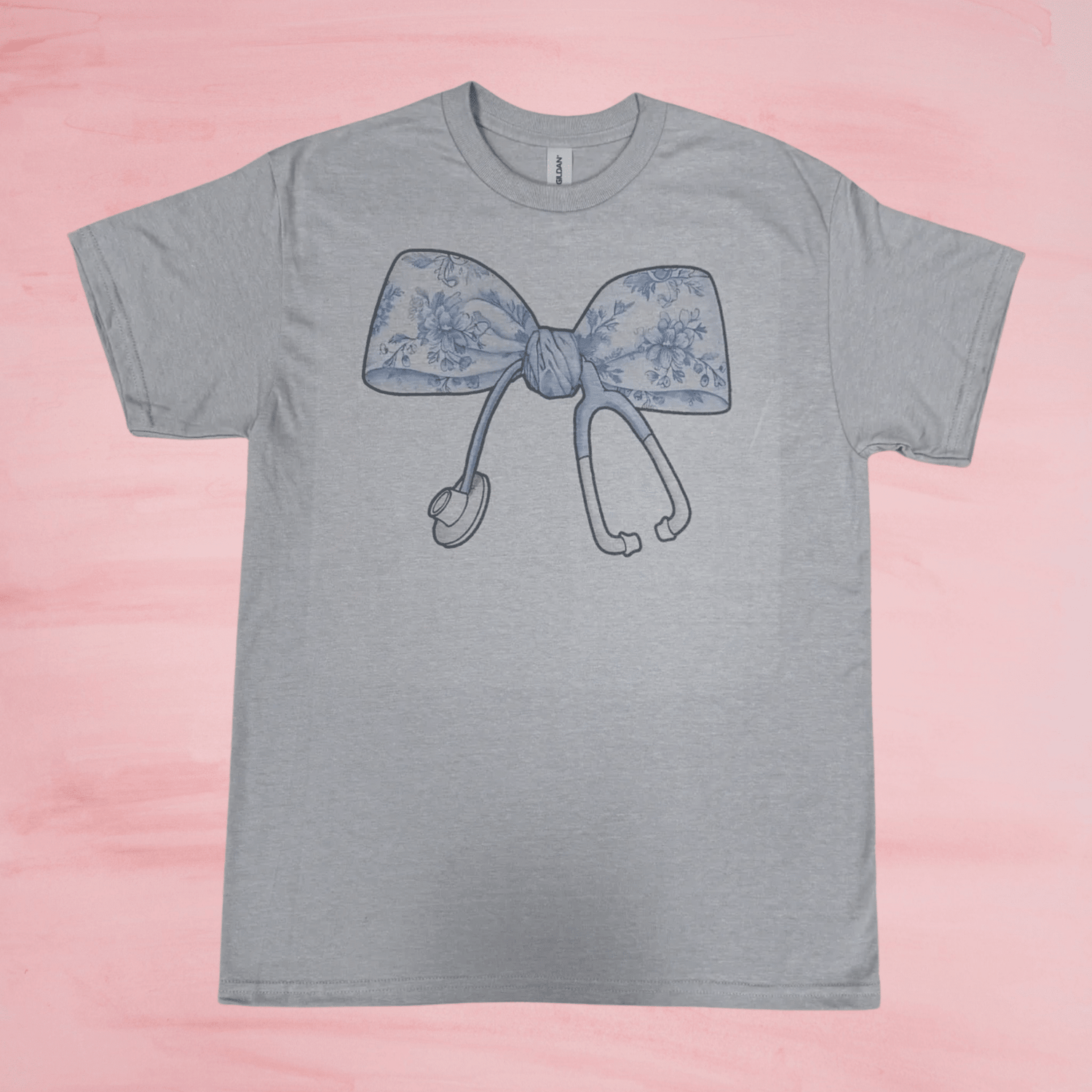 Nurse Coquette Bow T-shirt, Chic Chinoiserie Design, Casual Wear for Healthcare Heroes, Perfect Nurse Gift - Nifty Decor & More