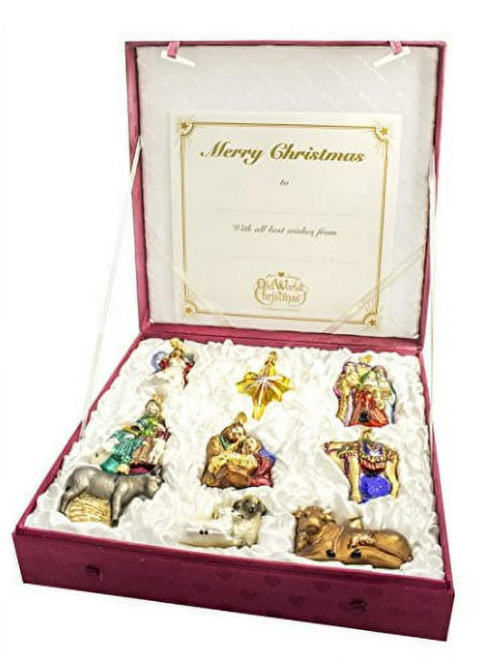 Old World Nativity Ornaments Collection – 9 - Piece Blown Glass Christmas Set - Nifty Decor & More