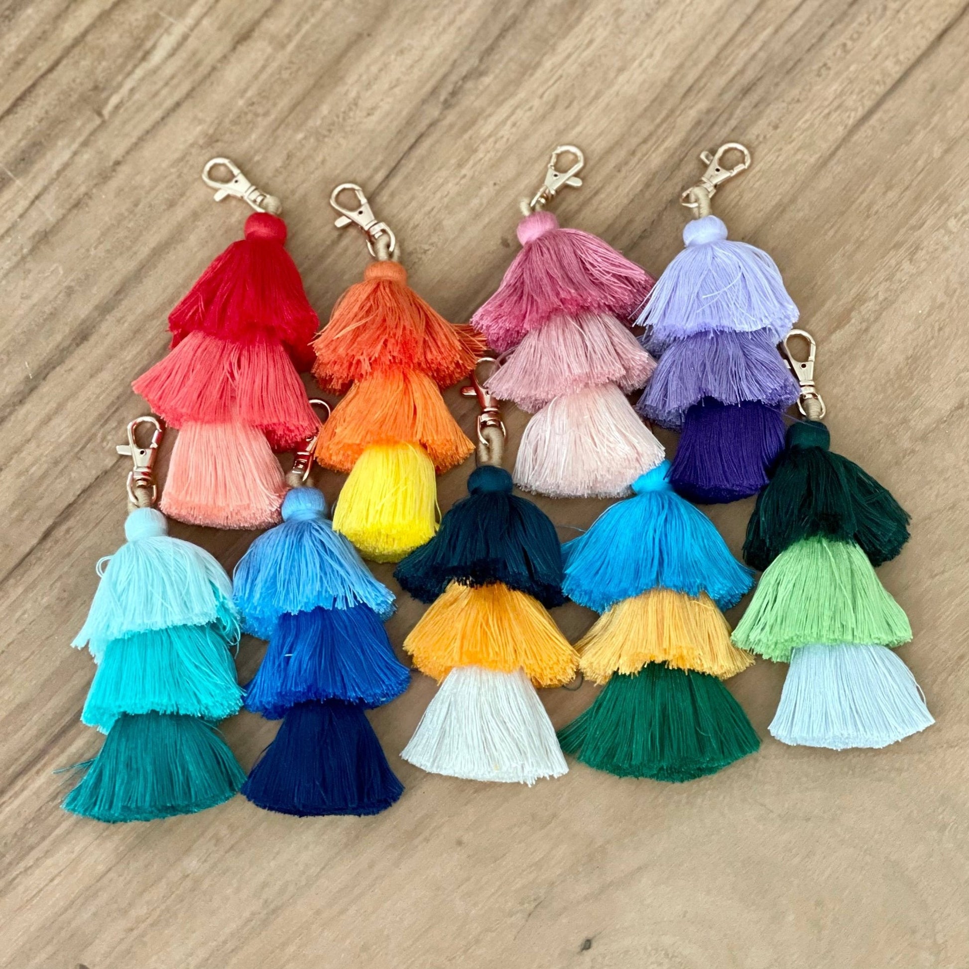 Ombre Tassel Keychain with Clasp 3 Tiered Large - Nifty Decor & More