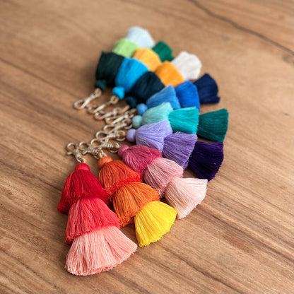 Ombre Tassel Keychain with Clasp 3 Tiered Large