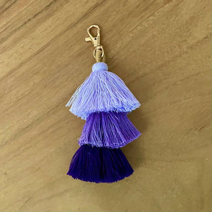 Ombre Tassel Keychain with Clasp 3 Tiered Large