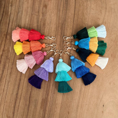 Ombre Tassel Keychain with Clasp 3 Tiered Large