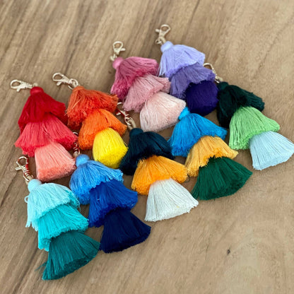 Ombre Tassel Keychain with Clasp 3 Tiered Large