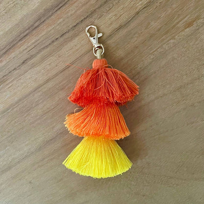 Ombre Tassel Keychain with Clasp 3 Tiered Large