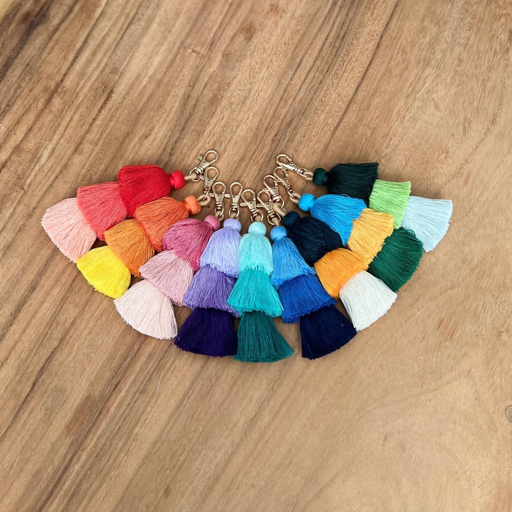 Ombre Tassel Keychain with Clasp 3 Tiered Large