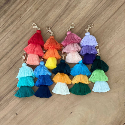 Ombre Tassel Keychain with Clasp 3 Tiered Large