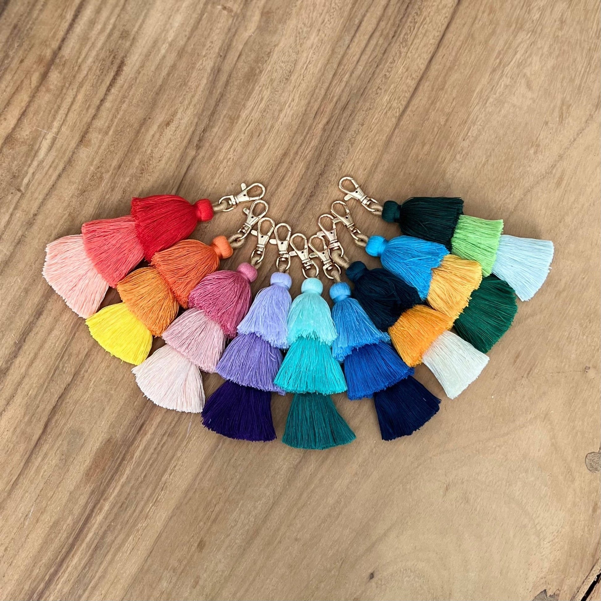 Ombre Tassel Keychain with Clasp 3 Tiered Large