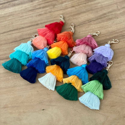 Ombre Tassel Keychain with Clasp 3 Tiered Large