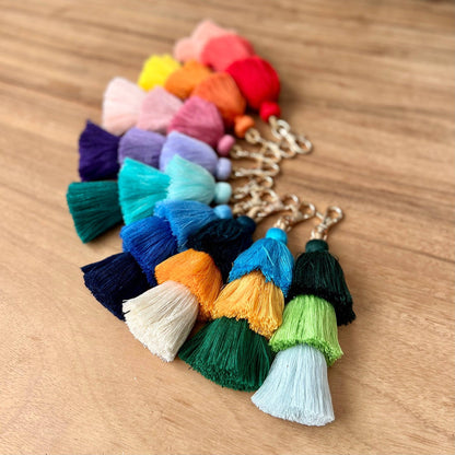 Ombre Tassel Keychain with Clasp 3 Tiered Large
