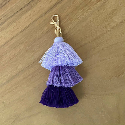 Ombre Tassel Keychain with Clasp 3 Tiered Large