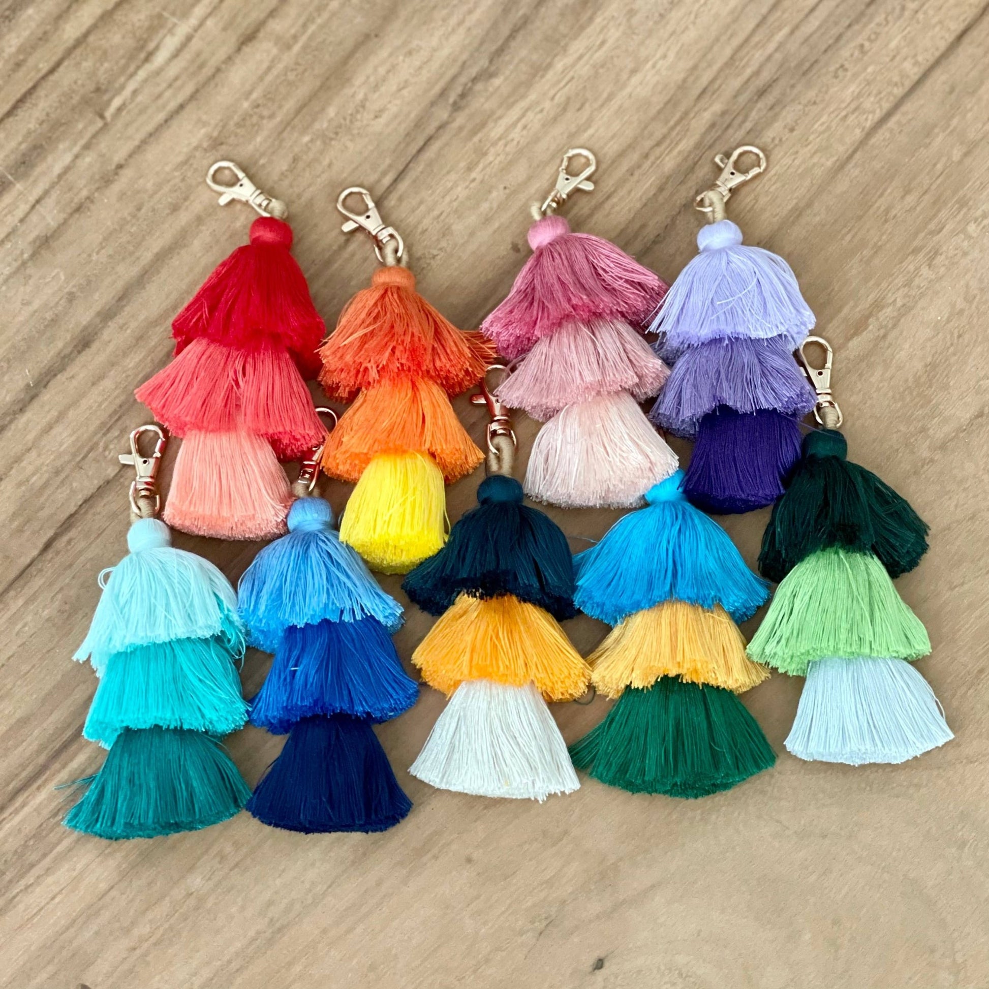 Ombre Tassel Keychain with Clasp 3 Tiered Large