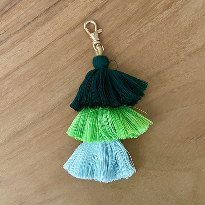 Ombre Tassel Keychain with Clasp 3 Tiered Large