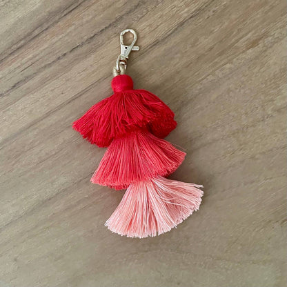 Ombre Tassel Keychain with Clasp 3 Tiered Large