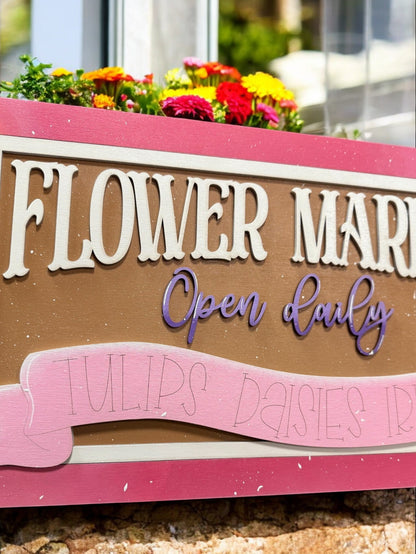 Open Daily Flower Market Sign | Spring Decor, Floral Market Sign, Fresh Flowers, Rustic Farmhouse Charm, Garden Welcome Sign