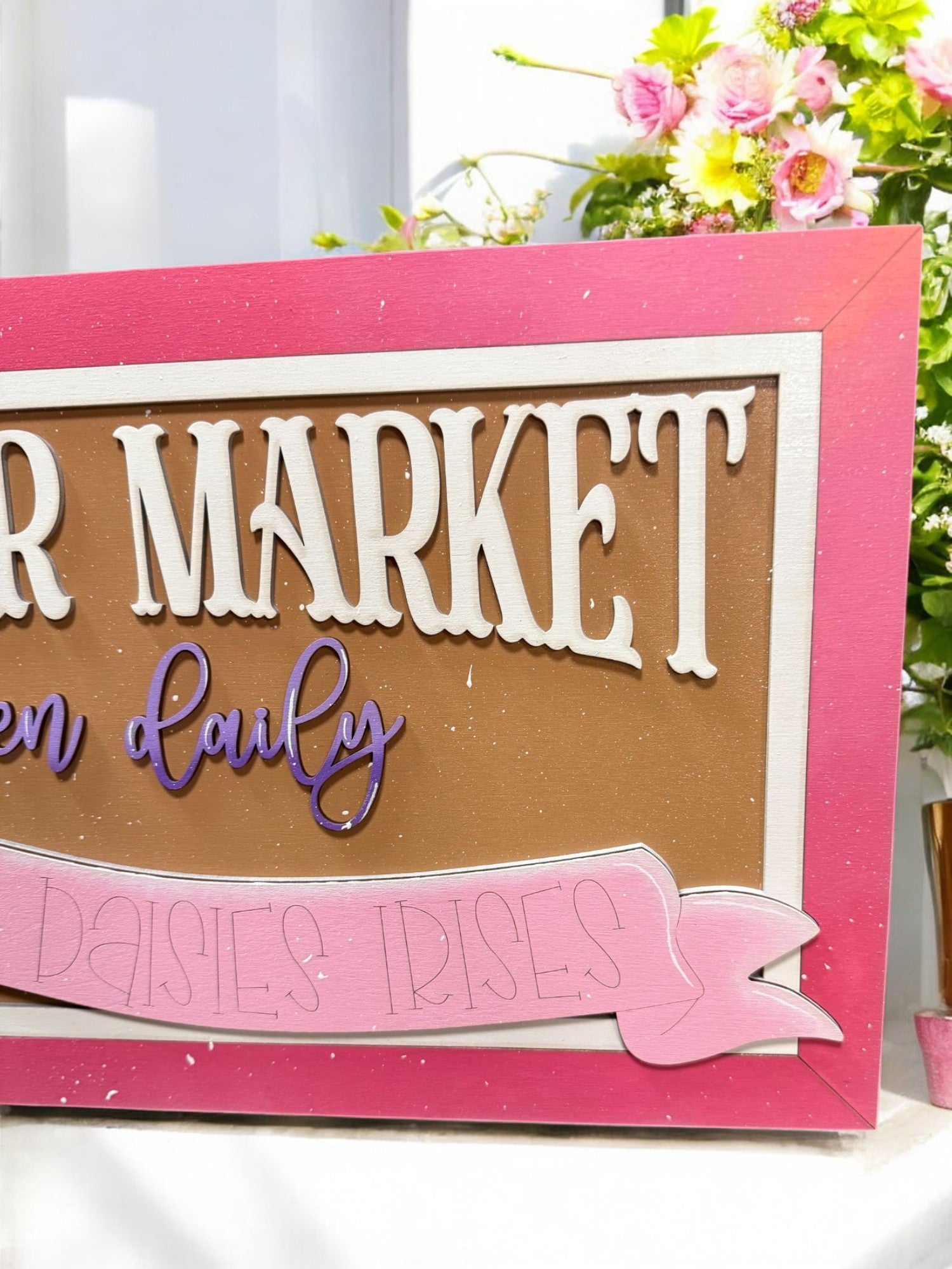 Open Daily Flower Market Sign | Spring Decor, Floral Market Sign, Fresh Flowers, Rustic Farmhouse Charm, Garden Welcome Sign