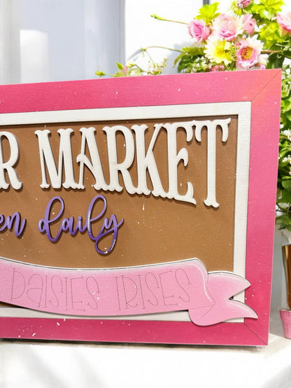 Open Daily Flower Market Sign | Spring Decor, Floral Market Sign, Fresh Flowers, Rustic Farmhouse Charm, Garden Welcome Sign