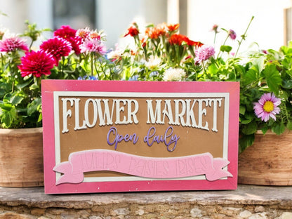 Open Daily Flower Market Sign | Spring Decor, Floral Market Sign, Fresh Flowers, Rustic Farmhouse Charm, Garden Welcome Sign