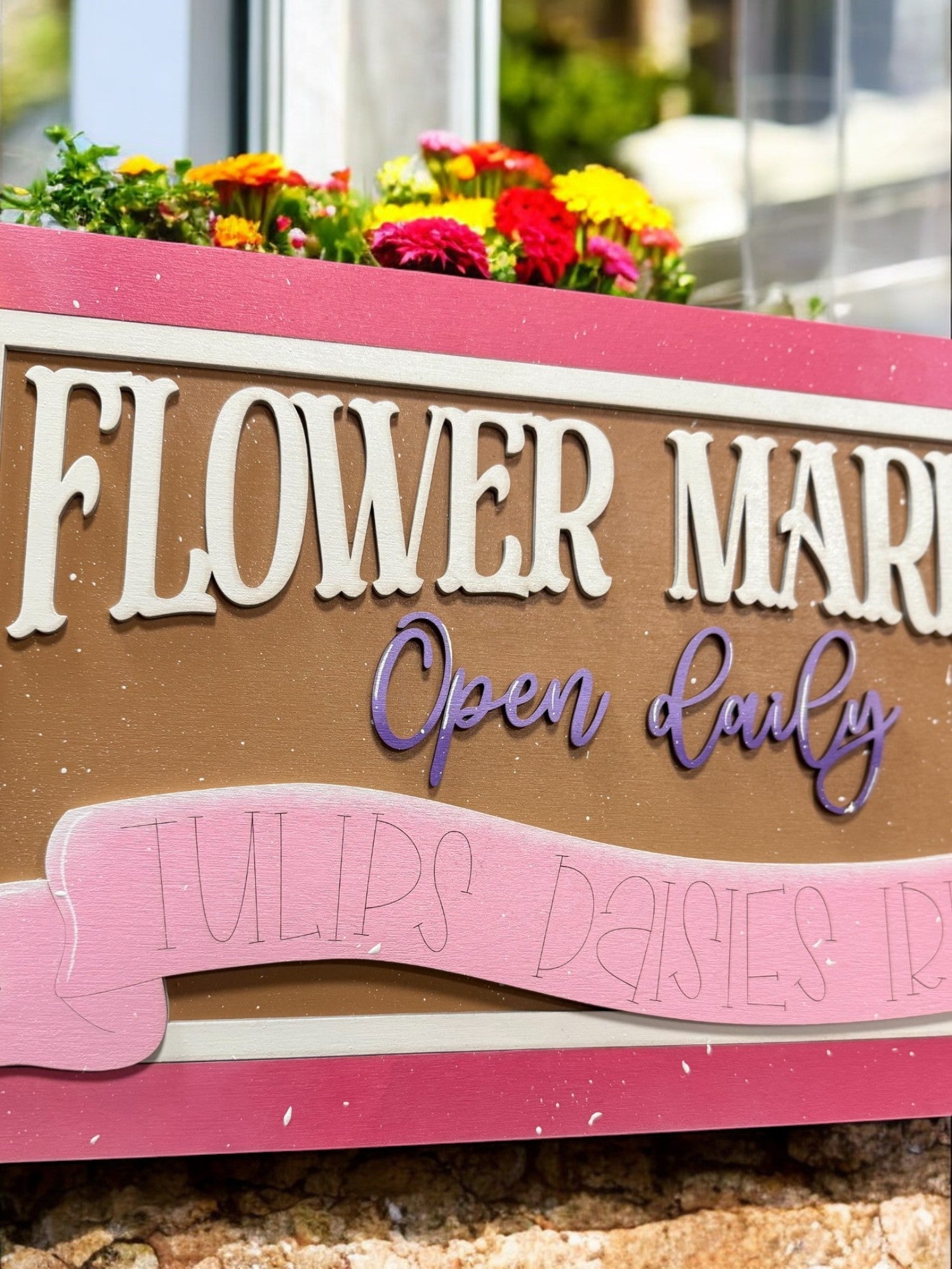 Open Daily Flower Market Sign | Spring Decor, Floral Market Sign, Fresh Flowers, Rustic Farmhouse Charm, Garden Welcome Sign - Nifty Decor & More