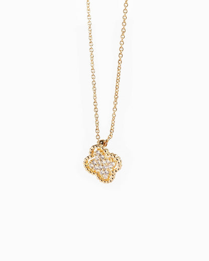 Open Frame CZ Pave Clover Pendant Necklace - Nifty Decor & More
