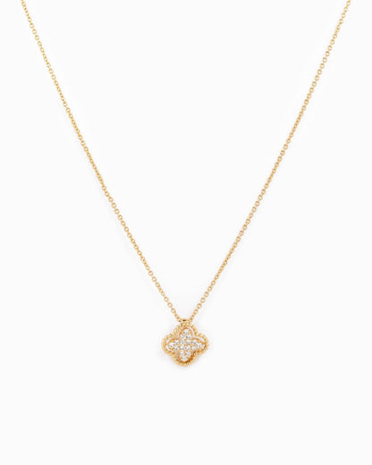 Open Frame CZ Pave Clover Pendant Necklace - Nifty Decor & More