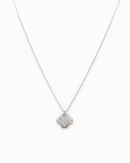 Open Frame CZ Pave Clover Pendant Necklace - Nifty Decor & More