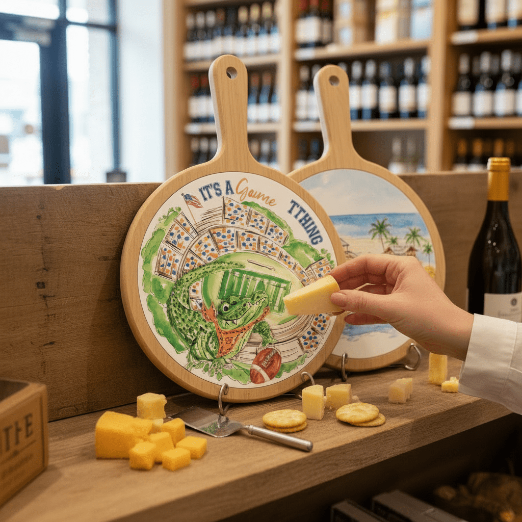 Orange Alligator Stadium Collegiate Cheese Board - Nifty Decor & More