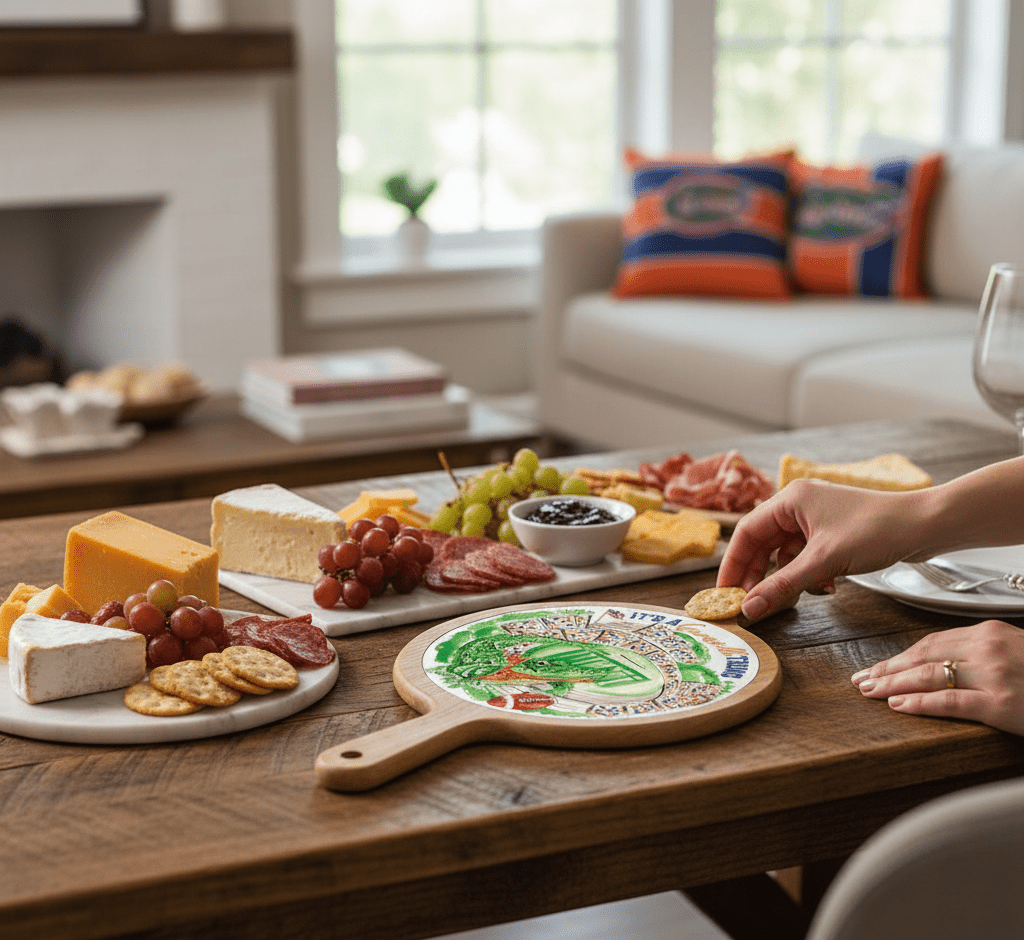Orange Alligator Stadium Collegiate Cheese Board - Nifty Decor & More