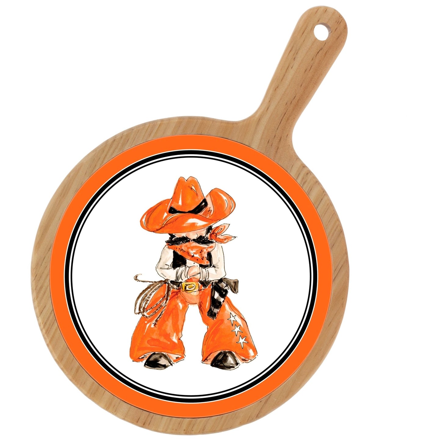 Orange Cowboy Collegiate Bamboo & Ceramic Cheese Board - Nifty Decor & More