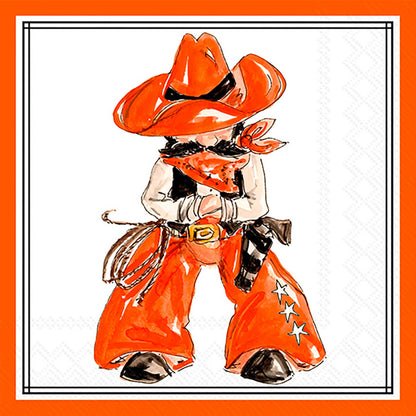 Orange Cowboy Hometown Cocktail Napkins (20 Ct) - Nifty Decor & More