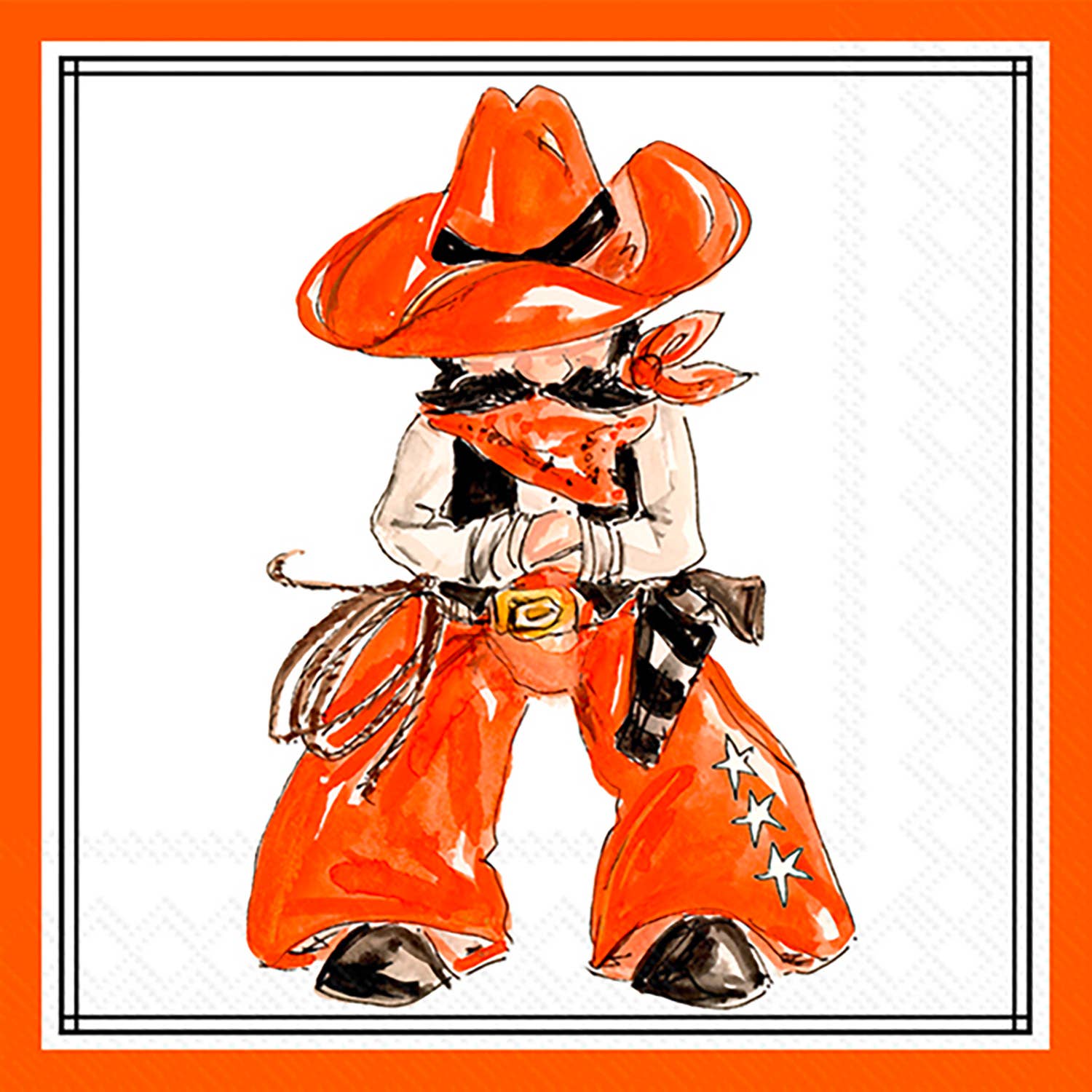Orange Cowboy Hometown Pride Paper Cocktail Napkins 20 Ct