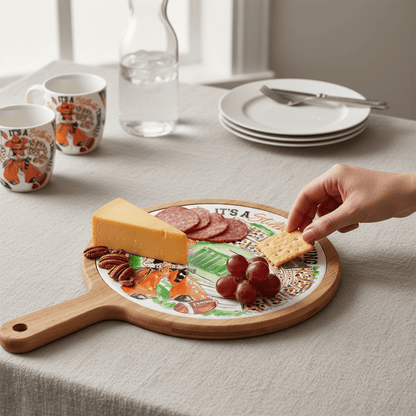 Orange Cowboy Stadium Collegiate Cheese Board - Nifty Decor & More