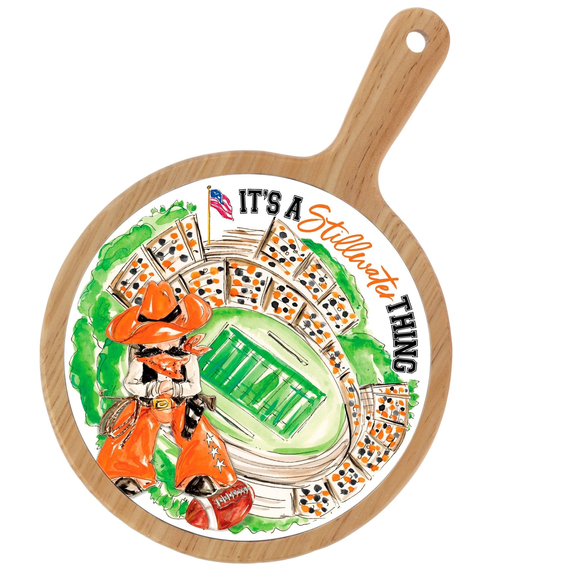 Orange Cowboy Stadium Collegiate Cheese Board - Nifty Decor & More