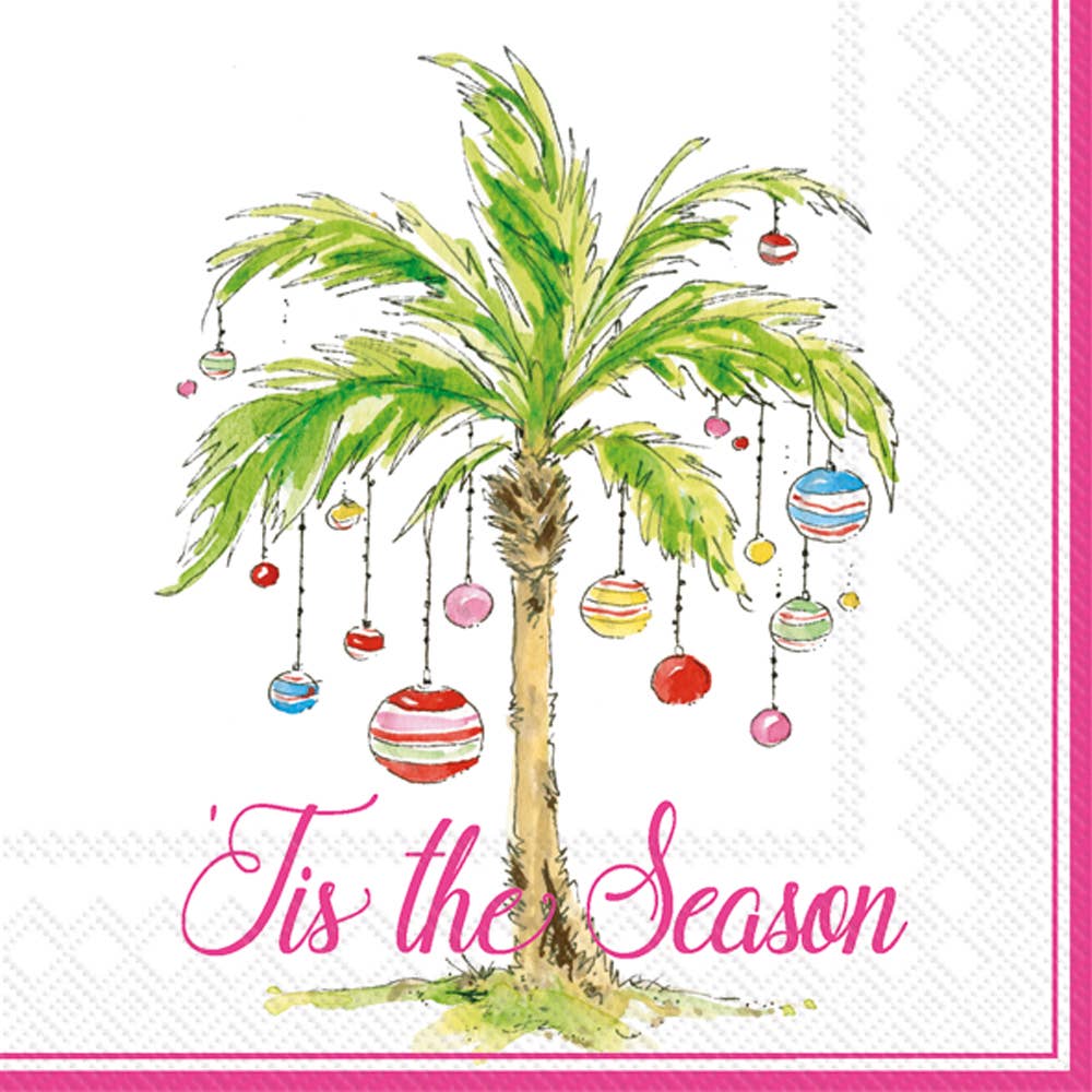 Ornament Palm Trees Christmas Paper Cocktail Napkins Pk/20 - Nifty Decor & More