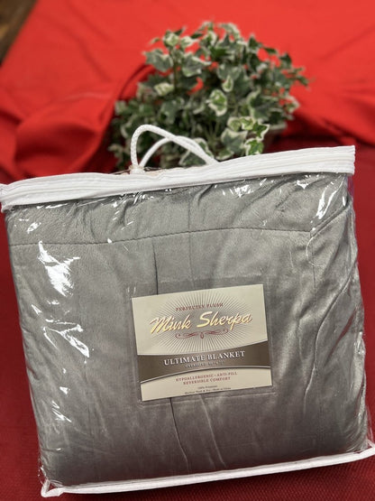 Oversized Personalized Gray Sherpa Blanket 60x72 | Custom Embroidered Logo Blanket | Corporate Client & Employee Gift - Nifty Decor & More