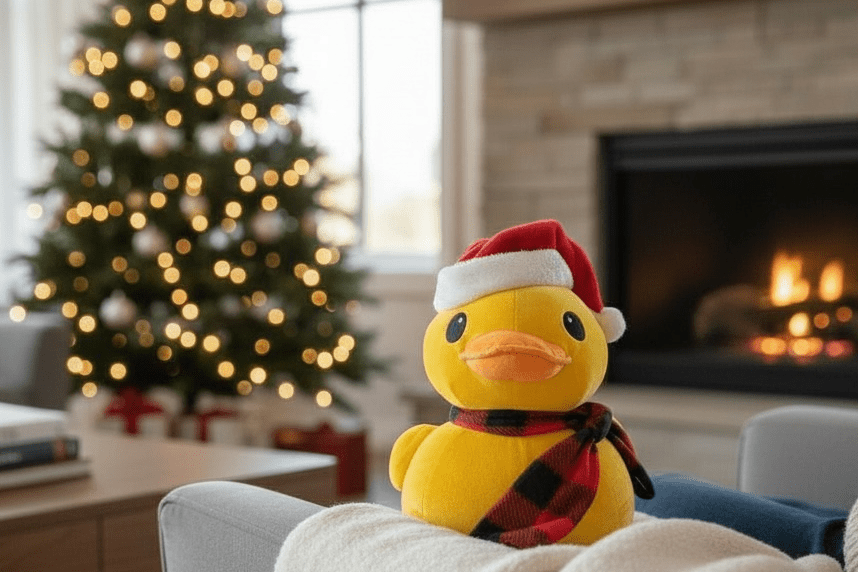 Oversized Santa Duck Plush - Nifty Decor & More