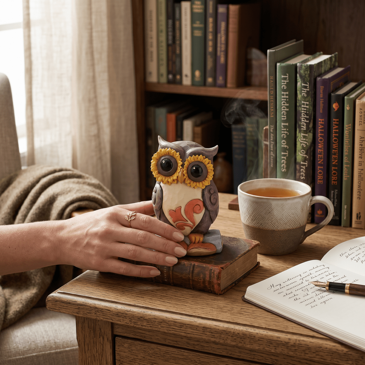 Owl on Log Mini Figurine - Nifty Decor & More