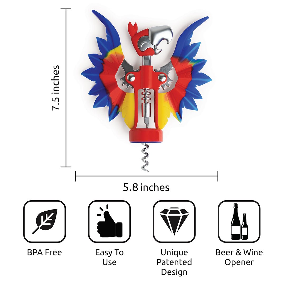 Parrot Pinot Wine Bottle Opener - Bar Accessories & Gifts - Nifty Decor & More