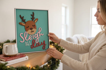 Pastel Christmas Wall Hangers & Shelf Sitters – Snowman & Gingerbread, Ho Ho Ho, Sleigh All Day, Holly Jolly Lights | Cute Girly Holiday Décor - Nifty Decor & More