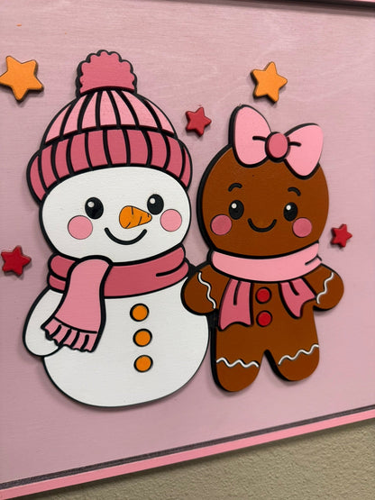 Pastel Christmas Wall Hangers & Shelf Sitters – Snowman & Gingerbread, Ho Ho Ho, Sleigh All Day, Holly Jolly Lights | Cute Girly Holiday Décor - Nifty Decor & More