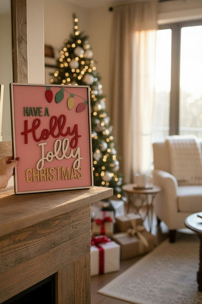 Pastel Christmas Wall Hangers & Shelf Sitters – Snowman & Gingerbread, Ho Ho Ho, Sleigh All Day, Holly Jolly Lights | Cute Girly Holiday Décor - Nifty Decor & More
