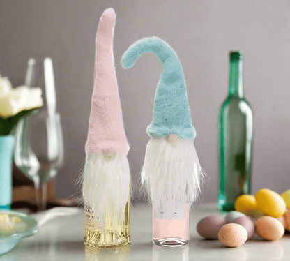 Pastel Fur Hat Gnome Bottle Toppers | Cute Party Decor for Celebrations & Gatherings - Nifty Decor & More