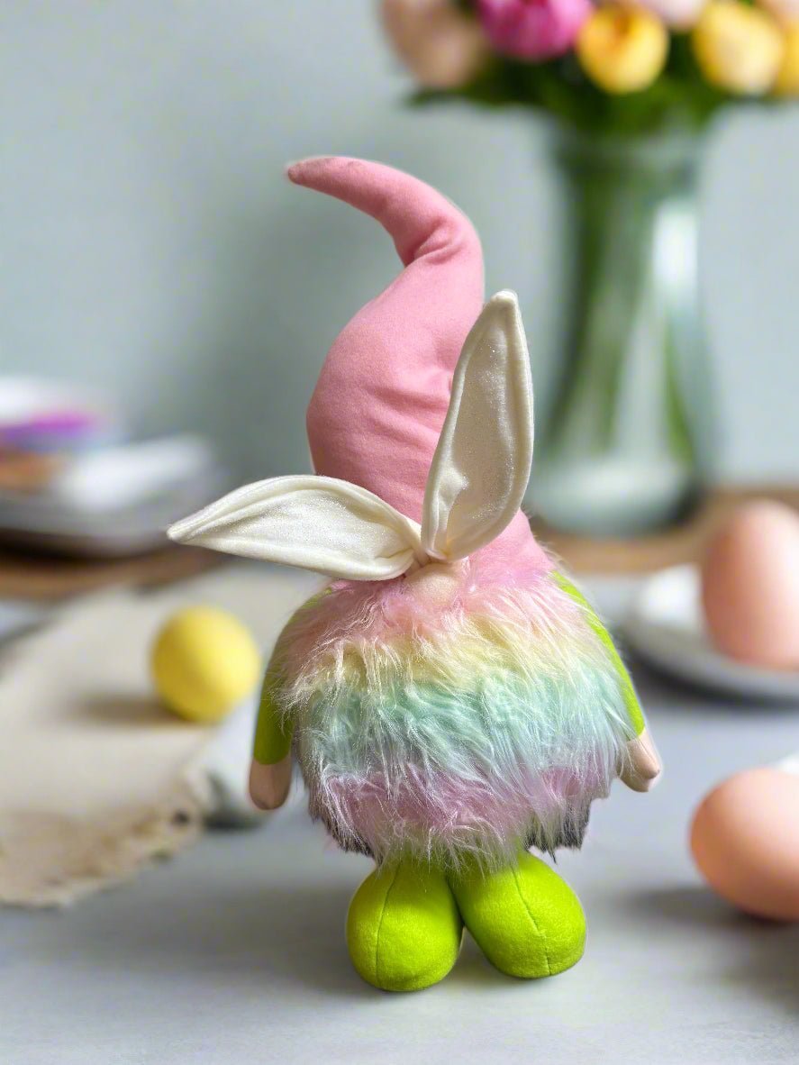 Pastel Rainbow Easter Bunny Gnome Extending Legs | Spring Home Decor | Cute Easter Decoration for Your Garden & Indoors - Nifty Decor & More