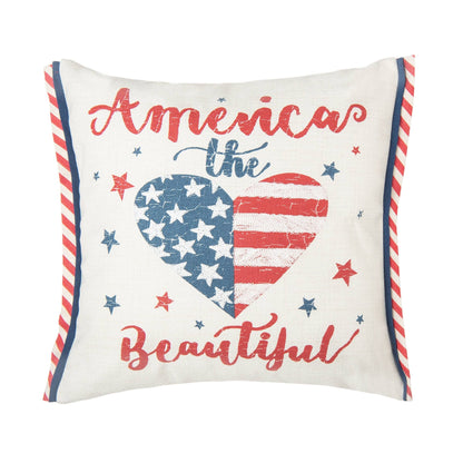 Patriotic America The Beautiful 4th of July Throw Pillow, Bold Red White Blue Statement, Ideal for 4th of July Party & Seasonal Gif Throw Pillow