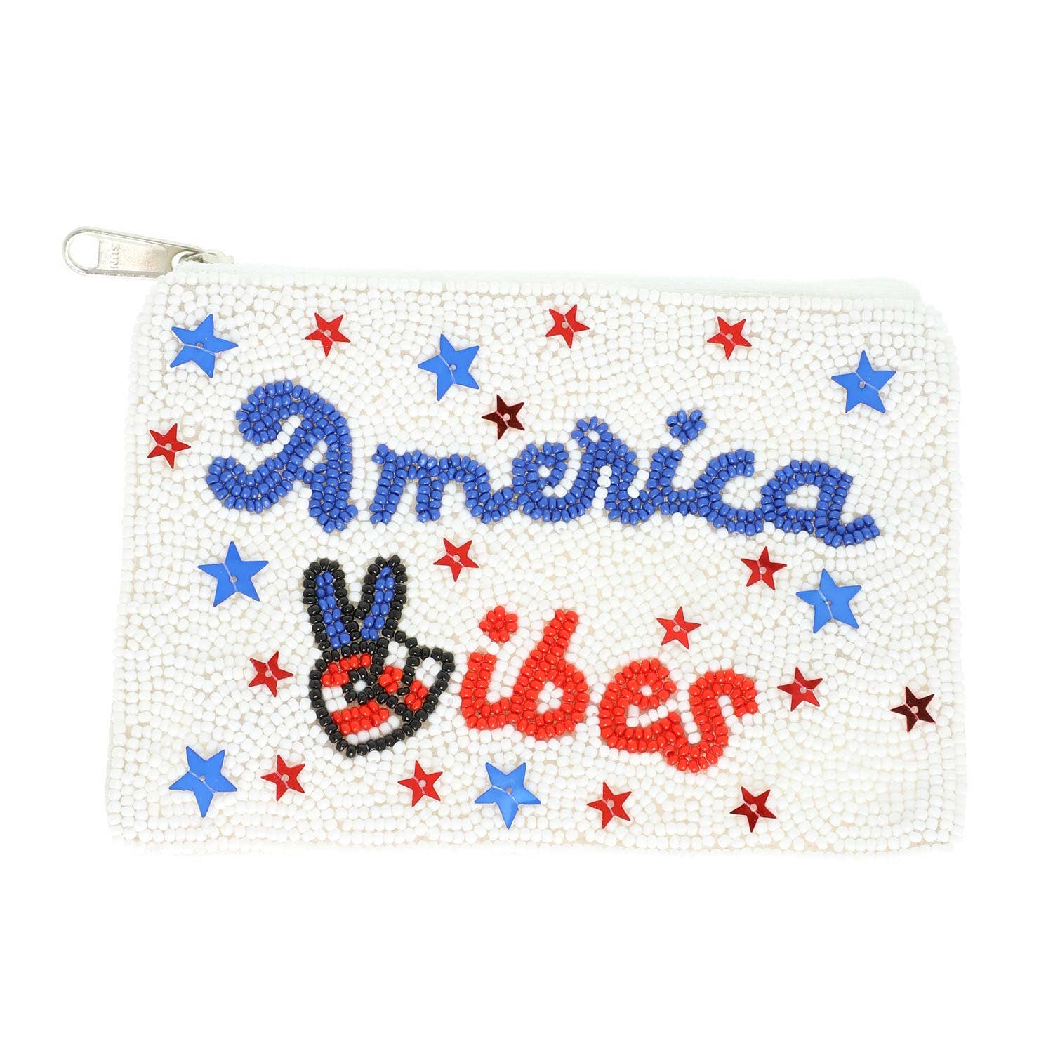 Patriotic America Vibes Peace Sign Beaded Coin Bag - Nifty Decor & More