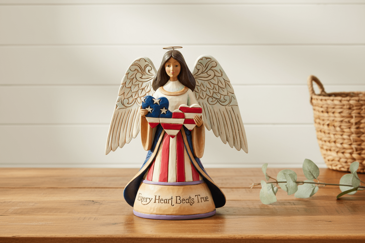 Patriotic Angel with Heart Fig - Nifty Decor & More