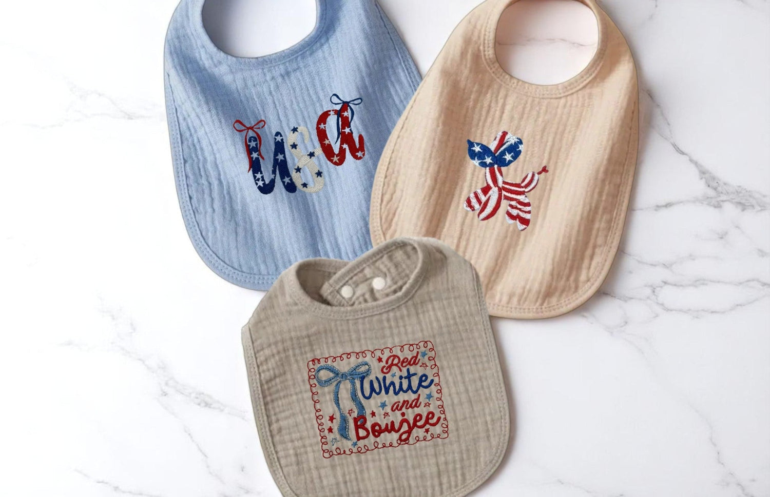 Patriotic Baby Bibs, Embroidered 4th of July Style Bibs for Toddlers, Ideal 4th July Party Gift - Nifty Decor & More