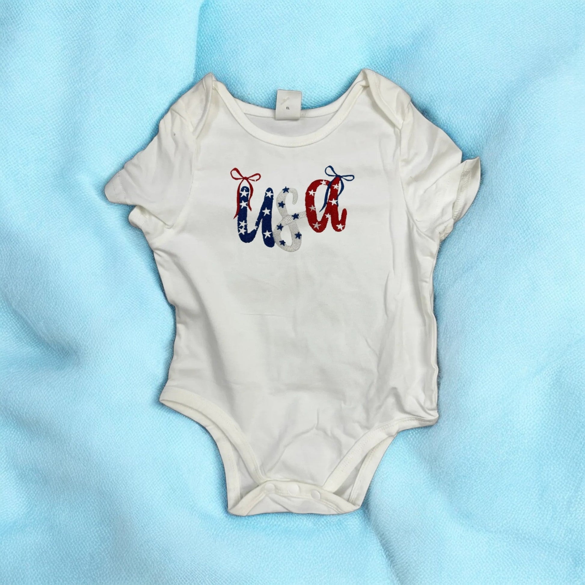 Patriotic Baby Onesie, Embroidered 4th of July Outfit, Celebrate Freedom in Style, Adorable Gift Idea - Nifty Decor & More