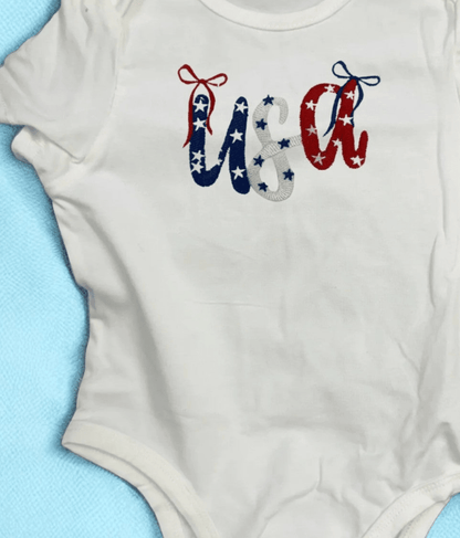 Patriotic Baby Onesie, Embroidered 4th of July Outfit, Celebrate Freedom in Style, Adorable Gift Idea - Nifty Decor & More